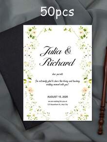 1/10/50pcs Customized Floral Wedding Invitations, Personalized Wedding Invitation Cards, White Envelope Packaging, Wedding Supplies - Multi-color-paper - View 45