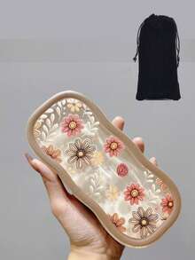 Transparent Floral Print Eyeglass Case, Eye-Catching Portable Shockproof Handheld Eyeglass Storage Box, Vintage Fashion Eyeglass Case, Unisex, Cute Holiday Gift (Random Print Position) - Multicolor - View 16