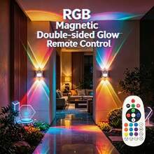 Lampu Dinding RGB 16 Warna Dream Journey | Lampu Malam Sensor Pintar | Dudukan Magnetik, Kontrol Jarak Jauh, Dapat Diisi Ulang USB | Cocok Untuk Dekorasi Kamar Tidur, Ruang Tamu, Lorong, dan Samping Tempat Tidur - Lampu dinding atas dan bawah - 16 warna - View 8