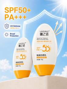 1/2 piezas Protector solar blanqueador SPF50+ PA+++ de 50g, resistente al agua y al sudor, protección UV con forma de huevo, hidratante ligero y no graso, formación rápida de película, sin manchas de maquillaje, adecuado para el uso diario, vacaciones en la playa y actividades al aire libre - Multicolor - Ver 7