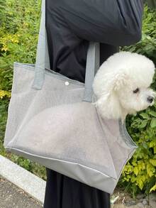 1pc Customizable Text Pet Mesh Bag, Highly Attractive Breathable Nylon Mesh Pet Travel Bag, Pet Mesh Shoulder Bag, Handbag, Suitable For Small Dogs And Cats, Lightweight And Portable, Versatile And Stylish, Airline Approved - Multicolor - View 9