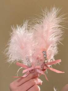 2pcs Women's Bow-Shaped Rhinestone Feather Hair Clips, New Style Side Hair Clips , Hair Accessories, Headwear - Multicolor - View 6