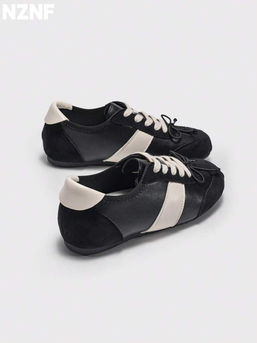 NZNF Premium Flat German Training Shoes For Women, New Autumn Versatile Sneakers To Match With Skirts - Black - View 1