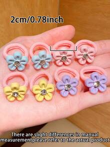 20 buah Ikat Rambut Bunga Macaron Rhinestone, Aksesori Rambut Gaya Manis, Cocok untuk Gaya Rambut Ekor Kuda, Setengah Terikat, dan Sanggul - Warna campuran - View 7