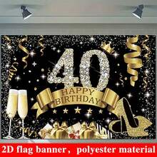 2D Portable Reusable Black & Gold Birthday Backdrop, Suitable For Photo Shooting, Party, Wedding, Home Decor - Black & Gold, Shiny Black & Gold Birthday Celebration Photography Background, 40th, 50th, 90th Birthday Banner, Black & Gold Birthday Celebration Sign Decoration, Suitable For Women, Suitable For Multiple Scenes! - 40 Years Old - View 6