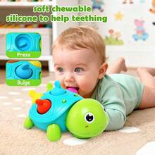 Electronic Crawling Turtle Toy, Built-In Music & Lights, Interactive Moving Sensory Plaything, Baby Early Education Toy For Fine Motor Skills Training, Perfect Birthday, Christmas, Halloween & All Holiday Gift - Multicolor - View 4