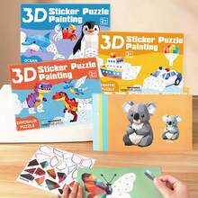 Holographic Laser Travel Gift Box Stickers, Original Creative DIY Planner Stickers, Children's 3D Geometric Collage Craft Stickers, Quiet Book Focus Puzzle Early Education Educational Toy - Multicolor - View 2