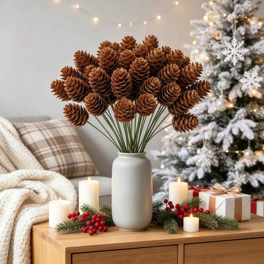 20pcs Artificial Christmas Pine Cones, Suitable For DIY Christmas ...