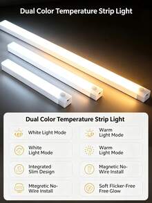 1pc LED Motion Sensor Light 10/20/30cm USB Rechargeable Sensor Night Light Cabinet Light Wall Light Kitchen Light Stair Light Bathroom Night Light Bathroom Light With Magnetic Adhesive Backing Removable Sensor Night Light - Yellow - View 6