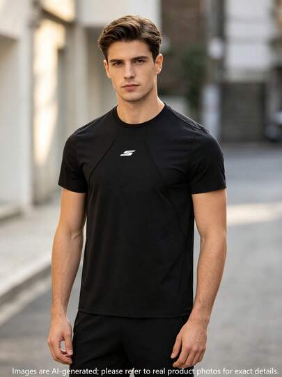 Skechers Men's & Women's Knit Short Sleeve T-Shirt 2026 New Style Daily Commute Simple Comfortable Short Sleeve P226U031-03K8