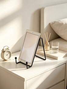 1pc Black Metal Tablet Display Stand, Iron Tabletop Easel Holder, Desktop Display Rack For Tablet PC Photo Frames Decorative Plates Artwork Books Home Office Desk Organization - Multicolor - View 5