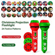 1pc Kids Christmas Projection Flashlight, 24 Patterns 2-In-1 Projection Flashlight, Santa Claus Christmas Slide Projector, Educational Toy, Christmas Stocking Filler Gift, Suitable For Children - Multicolor - View 9