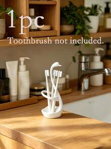 1pc Swan Toothbrush Holder, Can Be Used In Bathroom To Store Toothbrushes And Toothpaste, Also Can Be Placed In Workspace To Hold Pencils - Multicolor - View 10