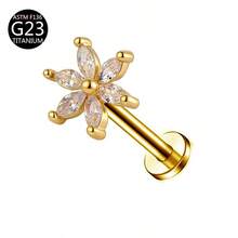 1pc G23 Titanium Internal Thread 1.0/1.2mm Butterfly, Flower, Heart, Cross Shape Piercing Stud Earring Cartilage Jewelry Suitable For Women's Daily Wear - Gold - View 39