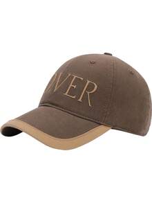 1pc LOVER Letter Embroidered Baseball Cap For Women, Face-Slimming Duck Bill Cap, Outdoor Deep Crown Large Head Circumference Wide Brim Sun Hat, Fashion Contrast Color Trim Curved Brim Cap - Multicolor - View 5
