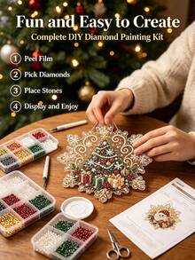 2D DIY Diamond Painting Acrylic Hanging Ornament Set, Sparkling Crystal Rhinestone Christmas Tree Hanging Decor, Suitable For Adult Beginners Craft Kit, Cozy Winter Holiday Home Decoration, Ideal Christmas Holiday Gift For Craft Enthusiasts - Sets - View 6