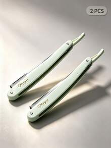 2pcs/Professional Foldable Straight Razor, Replaceable Blade Manual Shaving Razor, Men's Shaving, Barber Hairline Trimming And Eyebrow Grooming - Multi-color - View 2