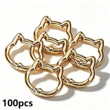 10/20/30/50/100/200個隨機顏色貓頭鋅合金彈簧O型環－耐用金屬快拆圓形烤漆扣環，烤漆表面，適用於DIY鑰匙圈、背帶、狗牽繩、戶外攀登扣、錢包及其他多功能扣件，易開易關，安全穩固，表面光滑，附配件，色彩豐富 - 貓頭扣 - 查看 18