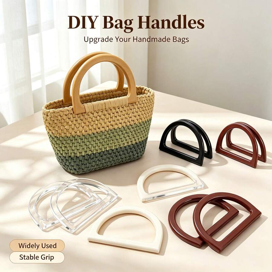 1/2/4 cái phụ kiện thay thế tay cầm túi, nhiều màu đa năng, phù hợp cho túi bãi biển handmade, túi xách móc len, tự làm túi xách, tay cầm túi, tay cầm nhựa resin