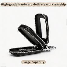 Rose Pattern Car Keychain With Zipper, Large Capacity Double-Layer Waist Hanging Design, Suitable For Keys And Keychains, 2D Printing Of Car Keychains - Multicolor - View 3