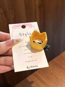 2PCS Cute Yellow Crown Hair Clips, Women's 3D Cartoon Duckbill Barrettes, Versatile Bangs & Flyaway Hair Accessories - Multicolor - View 4