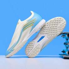 Men Soccer Shoes Professional Training Non-Slip Turf Soccer Cleats Boys TF/FG Football Sneakers - White - View 2