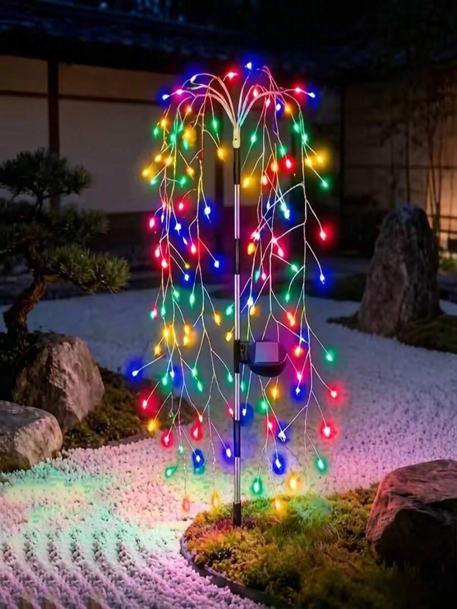 4pcs Solar Powered Ground Stake Firework Lights (200/160/100 LED), Christmas Garden Landscape Lights, Solar Fireworks Lights, 8 Lighting Modes, Suitable For Christmas, Garden, Home, Wedding, Lawn And Party Decoration - Solar Firecracker Lights - View 1