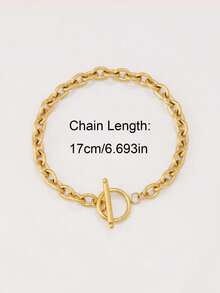 1pc Stainless Steel Minimalist Bracelet Gold Color Chain Toggle Clasp Cuban Curb Chain Basic Bracelets For Men Women Jewelry - Bracelet - View 7