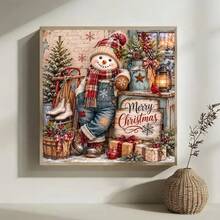 1PC DIY 5D Diamond Painting Kit Christmas Snowman Pattern - Round Full Diamond Art Mosaic Craft, Home Wall Decor, Frameless - No Frame - View 2