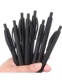Black Round Head Retractable Pen, 1.0mm Medium Tip, Smooth Ink, Retractable And Super Practical! Minimalist Design, Smooth Writing, Black Ink Pen, Writing Pen, Diary Pen, Office, School Supplies, Retractable, Super Practical For Students, Teachers, Office And Business Use. - Multicolor - View 6