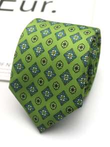 1pc Printed Hand-Drawn Square Pattern Tie For Men And Women, Suitable For Casual, Business, Street, Daily, Party, Gift - Multicolor - View 3