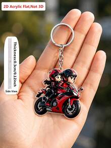 1pc 2D Flat Acrylic Motorcycle Couple Keychain, Motorcycle Theme Bag Charm, Personalized Creative Key Chain Decoration, Suitable For Car Keys, Backpack, Handbag, Couple Gift, Birthday And Anniversary Present - Multicolor - View 5
