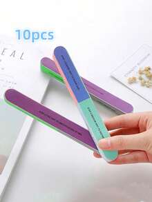 Juego de limas de uñas de 7 caras 6 en 1 de colores, bloque pulidor de uñas, kit de herramientas para pulir uñas, herramientas de cuidado de uñas para principiantes, diseño impreso, lima de borde de uñas, bloque de lijado, bloque de pulido y modelado, adecuado para salones de uñas - Multicolor - Ver 12