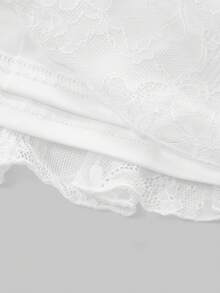 QUNGIGU Women V Neck Flower Lace Dress Bell Sleeve Ruffle Hem Outfits For Going Out Dating Party Wear - White - View 10