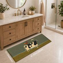 1pc, Country Cow & Rooster Pattern Printed Faux Cashmere Kitchen Mat, Absorbent Kitchen Floor Mat, Kitchen Rug, Long Runner Mat, Sink Front Mat, Suitable For Kitchen, Bathroom, Entryway, Hallway, Laundry Room And Home Decor - Multicolor - View 12