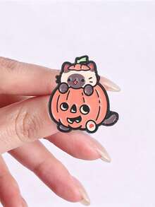 3pcs Cute Halloween Pumpkin Cat Enamel Pins, Cartoon Ghost Badges, Fashion Clothing Backpack Accessories, Halloween Gifts For Friends - Multicolor - View 7