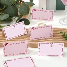 40pcs/20pcs/1pc Red Bow Wave Edge Table Cards, Blank Name Cards, Suitable For Table Decorations, Party Place Cards, And Wedding Cards For Occasions Such As Banquets, Weddings, Birthdays, Parties, And Holidays.Christmas Party Greeting Card - A - View 7