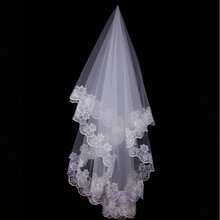 White Fashion Bridal Wedding Party Hair Comb With Long Lace Train Veil - White - View 7