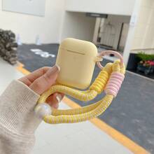 Cream Yellow Silicone Soft Shell Anti-Drop Earphone Case + Keychain Lanyard Compatible With Apple 2/3/4/ Pro 3 New Wireless Earphone Case Pro/Pro 2 Earphone Charging Case Protective Cover Premium Earphone Case - Yellow - View 8