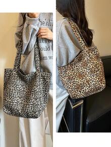 Myco Large Capacity Leopard Print Tote Bag, Suitable For Middle/High School Students, College Students, And Adults For School, Work, Travel And Leisure, - Multicolor - View 11