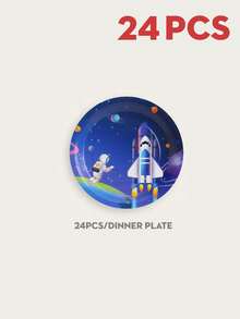10pcs Space Themed Disposable Plates, 7/9 Inch Birthday Party Decorations, Galaxy Party Tableware Set, Solar System Paper Plates, Party Gifts,Christmas - Multicolor - View 8
