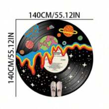 1pc Black Record Shape Faux Cashmere 300 Rug, Thickened Carpet, Thick Carpet, Fuzzy Carpet, Autumn/Winter Carpet, Thickened Carpet, Decorative Carpet, Bedroom Decor, Small Rug, Carpet - Multicolor - View 15
