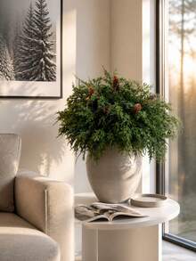 8pcs Artificial Norfolk Pine Stems With Pine Cones, Realistic Green Christmas Cedar Branches For Vase, DIY Wreath, Christmas Holiday Tabletop Decor, Home Room Decoration, Winter Decor, Dining Table, Party, Fireplace - Multicolor - View 5