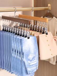 Portable Pants Hanger With 10/12 Clips Multi-Piece Hanging Rack For Wardrobe Hooks Multifunctional Closet Organizer For Pants Jeans Hats Shorts Socks For Back To School Travel Bedroom Closet Hotel Home Accessories Closet Organization Solution - Multicolor - View 6
