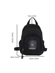 1pc Embroidered Bear Crossbody Chest Bag, Minimalist Casual Backpack - A - View 11