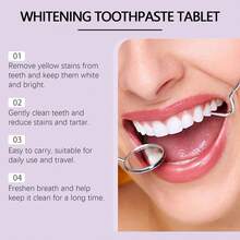 Solid Toothpaste Tablets. Cleans Yellow Teeth And Plaque. Freshens Oral Odor. Oral Care. Can Brighten And Whiten Teeth, Effectively Remove Yellowing. Convenient To Use, Gentle And Non-Irritating To Oral Cavity. Portable Cleaning Tablets - Purple - View 7