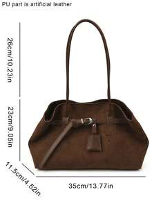 NicekeeElegant And High-End Large Capacity Tote Bag, Decorated With Buckle Straps, Suitable For Commuting, Traveling, Shopping, And Outdoor Activities - Coffee - View 6