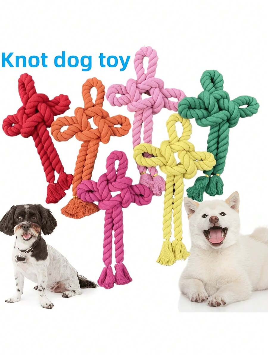 Dog Toy, Interactive Tug-Of-War Training Rope Knot Dog Toy, Detachable DIY Rope Knot Dog Chew Toy - Multicolor - View 1
