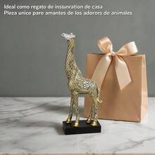 Decorative Resin Giraffe Figurine With Ornamental Details And Black Base, Elegant Sculpture For Living Room Or Bedroom Interior Decor, Dimensions 12.5x5x30.5 Cm - 1PC - View 2