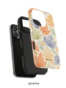 GIIPPA 1pc Multi-Color Ink Wash Style Maple Leaf Pattern Design, Phone 17 Pro Max Phone Case, Compatible With Phone 16 Pro Max, 15 Pro Max, 14 Pro Max, Korean High-End Fashion Fun Phone Case, Compatible With 11/12/13/14/15/16 Pro Max Plus, Elegant Design Suitable For Men And Women, Perfect Gift For Girlfriend On Christmas, Valentine's Day, Easter, Wedding Season And Birthday! - Multicolor - View 2